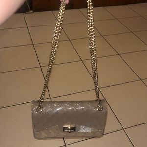 Clear knitted jelly golden chain handles